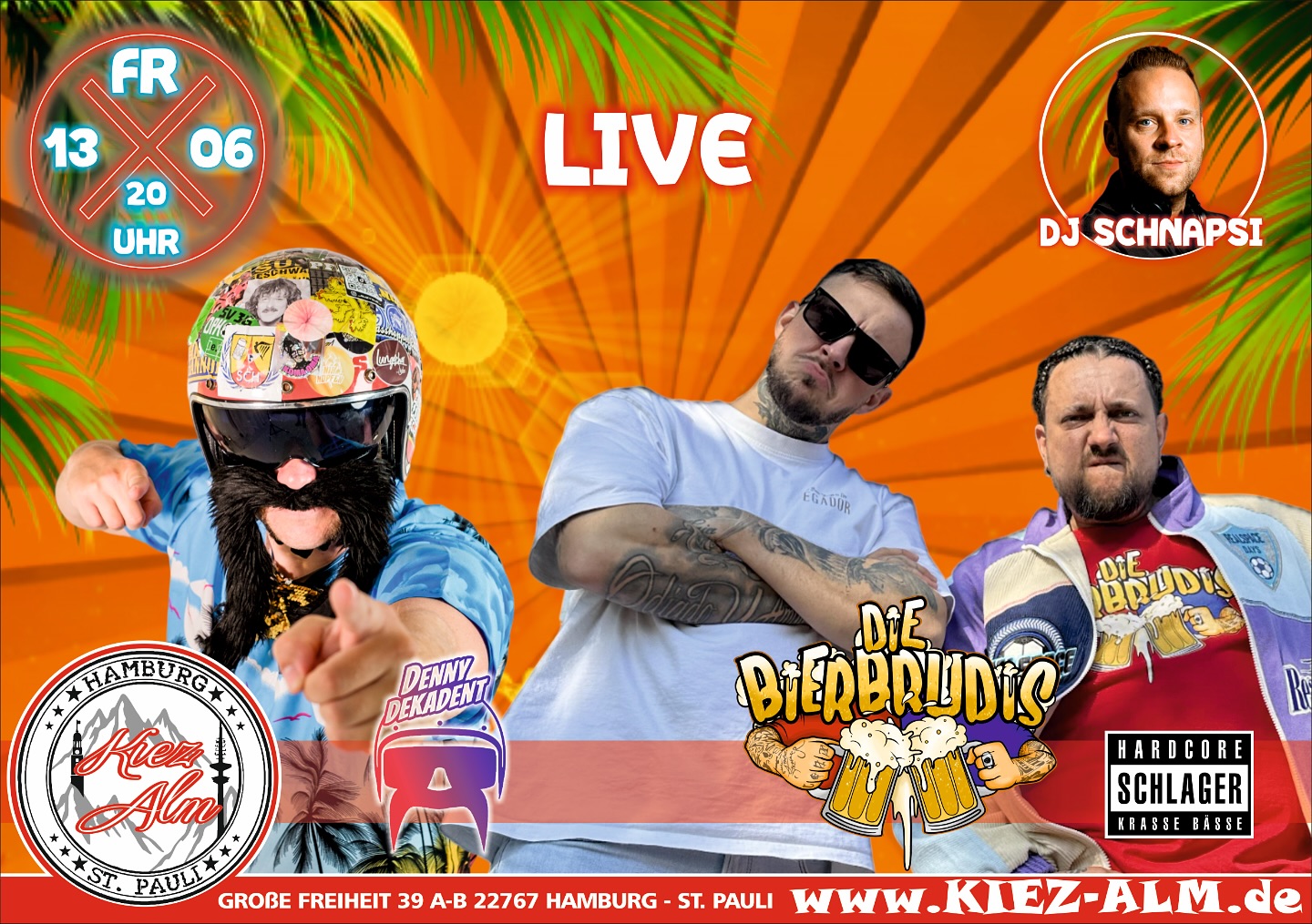 🧨 AM FREITAG DEN 13.06 🍺 @denny_dekadent_offiziell & @die.bierbrudis LIVE 🎙️ IN DER KIEZ ALM HAMBURG 🤩
@djschnapsi wird alles geben um Euch zu Unterhalten und gemeinsam die Alm zum WACKELN zu bringen !
Wir freuen uns auf Dich!
KOMM IN DEINEN #lieblingsclub
KOMM IN DEINEN #lieblingsclub !
#kiezalmhamburg #kiezalm #großefreiheit #reeperbahnhamburg #kiez #hamburg #stpauli #wirsindparty #hamburgerkiez #juni #ballermannparty #wirsindmalle #wirsindhamburg #welovemallorca #saufisaufi #ballermann #wirsindhamburg #abriss #assiabergeil #livemusic #liveacts #bierkönig #oberbayern #megapark