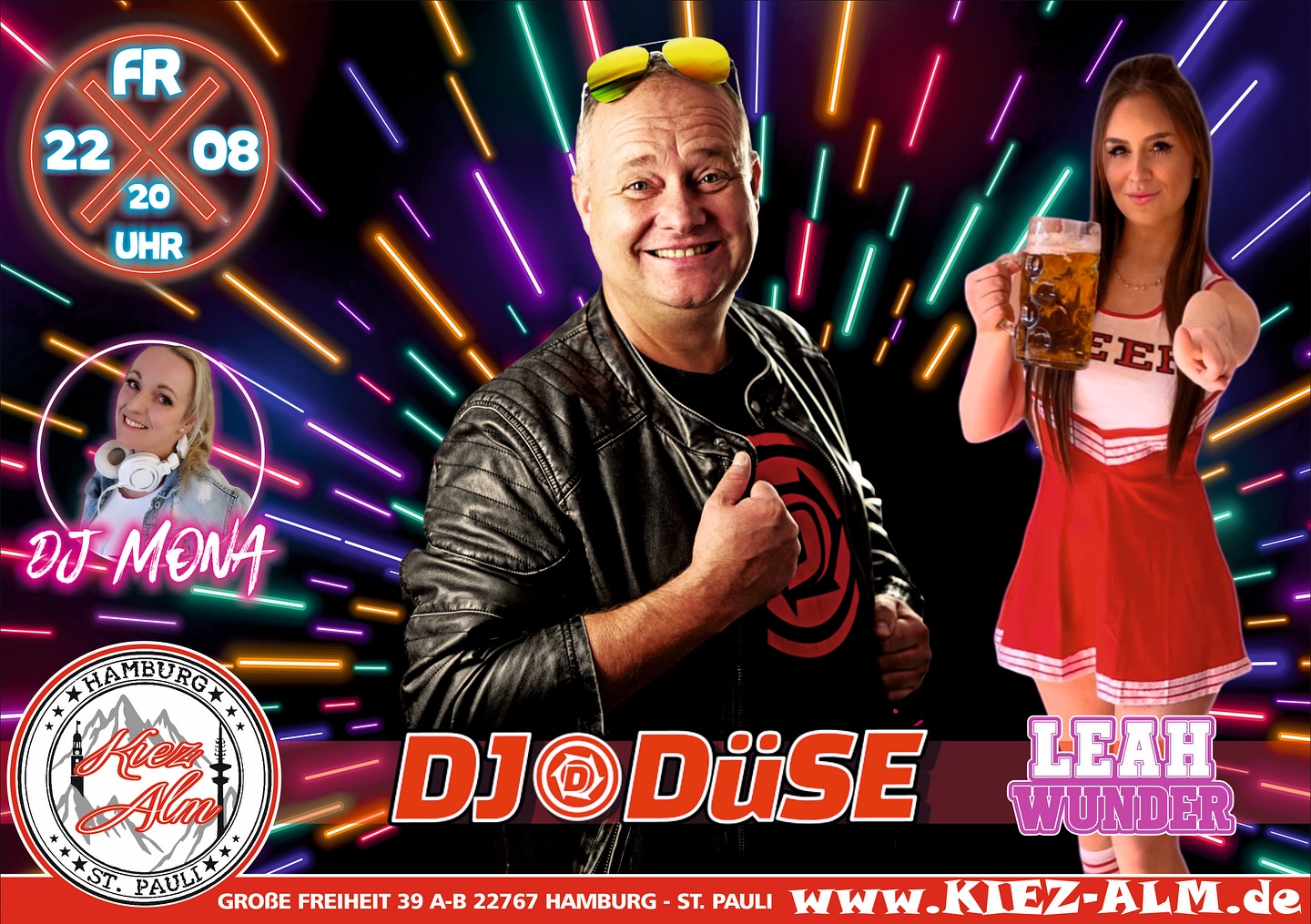 🌴 AM FREITAG DEN 22.08.25 🍺 @dj_duese & @leahwunder_offiziell LIVE 🎙️ IN DER KIEZ ALM HAMBURG 🤩
@mona_milaj wird alles geben um Euch zu Unterhalten und gemeinsam die Alm zum WACKELN zu bringen !
Wir freuen uns auf Dich!
KOMM IN DEINEN #lieblingsclub
KOMM IN DEINEN #lieblingsclub !
#kiezalmhamburg #kiezalm #großefreiheit #reeperbahnhamburg #kiez #hamburg #stpauli #wirsindparty #hamburgerkiez #juli #ballermannparty #wirsindmalle #wirsindhamburg #welovemallorca #saufisaufi #ballermann #wirsindhamburg #abriss #assiabergeil #livemusic #liveacts #bierkönig #oberbayern #megapark