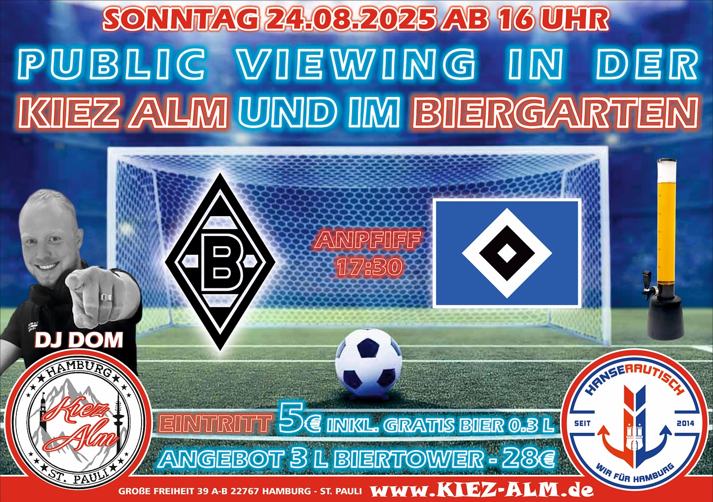 ⚽️ AM SONNTAG DEN 24.08.25 🍻 AB 16 UHR ÜBERTRAGEN WIR LIVE DAS M’GLADBACH - HSV SPIEL AUF GROSSLEINWAND IN UNSEREN BIERGARTEN SOWIE VERSCHIEDENEN BILDSCHIRMEN IM INNENBEREICH ⚽️
EINLASS ERST AB 18 JAHREN 🔞
TICKETS BEI UNS AUF DER SEITE ZU KAUFEN !
https://www.kiez-alm.de/shop/public-viewing/
@milkauluemmel wird alles geben um Euch zu Unterhalten und gemeinsam die Alm zum WACKELN zu bringen !
Wir freuen uns auf Dich!
KOMM IN DEINEN #lieblingsclub
#kiezalmhamburg #kiezalm #großefreiheit #reeperbahnhamburg #kiez #hamburg #stpauli #wirsindparty #hamburgerkiez #juli #ballermannparty #wirsindmalle #wirsindhamburg #welovemallorca #saufisaufi #ballermann #wirsindhamburg #abriss #assiabergeil #livemusic #liveacts #bierkönig #oberbayern #megapark #hsv