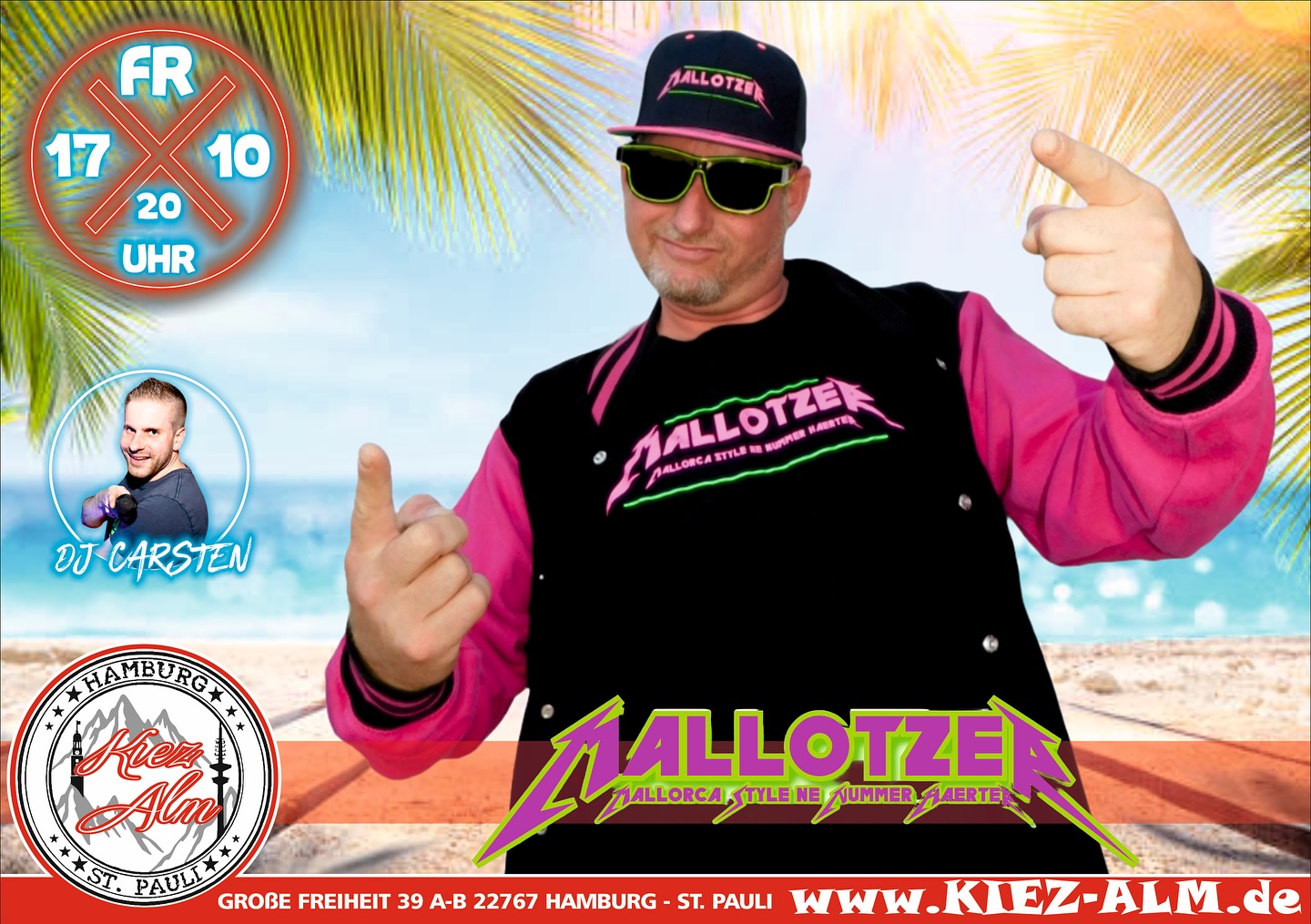 HEUTE 🌴 AM FREITAG DEN 17.10 LIVE 🎙️IN DER KIEZ ALM HAMBURG @mallotzer_offiziell 🍺
@carsten.jahnke.dj wird alles geben um Euch zu Unterhalten und gemeinsam die Alm zum WACKELN bringen !
Wir freuen uns auf Dich!
WIR SIND PARTY ❗️
KOMM IN DEINEN #lieblingsclub
#kiezalmhamburg #kiezalm #großefreiheit #reeperbahnhamburg #kiez #hamburg #wirsindparty #hamburgerkiez #saufisaufi #ballermannparty #wirsindmalle #wirsindparty #malle #mallorcaparty #mallorcapartysdeutschland #abfahrt #hamburgmeineperle #partybiszumabwinken #sangria #mallefieber #party #partyhard #abriss #saufisaufi #moinmoin #bierkönig #partyhamburg