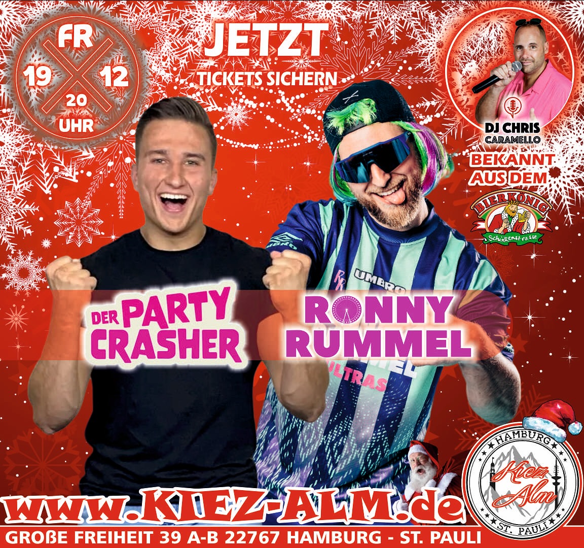 🌴 AM FREITAG DEN 19.12 LIVE 🎙️IN DER KIEZ ALM HAMBURG @partycrasher_offiziell & @ronny.rummel🎄SICHERT EUCH JETZT DAS GOLDENE TICKET AUF UNSERER WEBSEITE www.KIEZ-ALM.de UM GARANTIERTEN EINLASS ZU HABEN 🎫
@djchriscaramello.official extra angereist aus dem @bierkoenigmallorca wird alles geben um Euch zu Unterhalten und gemeinsam die Alm zum WACKELN bringen !
Wir freuen uns auf Dich!
WIR SIND PARTY ❗️
KOMM IN DEINEN #lieblingsclub
#kiezalmhamburg #kiezalm #großefreiheit #reeperbahnhamburg #kiez #hamburg #wirsindparty #hamburgerkiez #saufisaufi #wirsindmalle #wirsindparty #malle #mallorcaparty #mallorcapartysdeutschland #abfahrt #hamburgmeineperle #partybiszumabwinken #sangria #mallefieber #party #partyhard #abriss #saufisaufi #moinmoin #bierkönig #partyhamburg