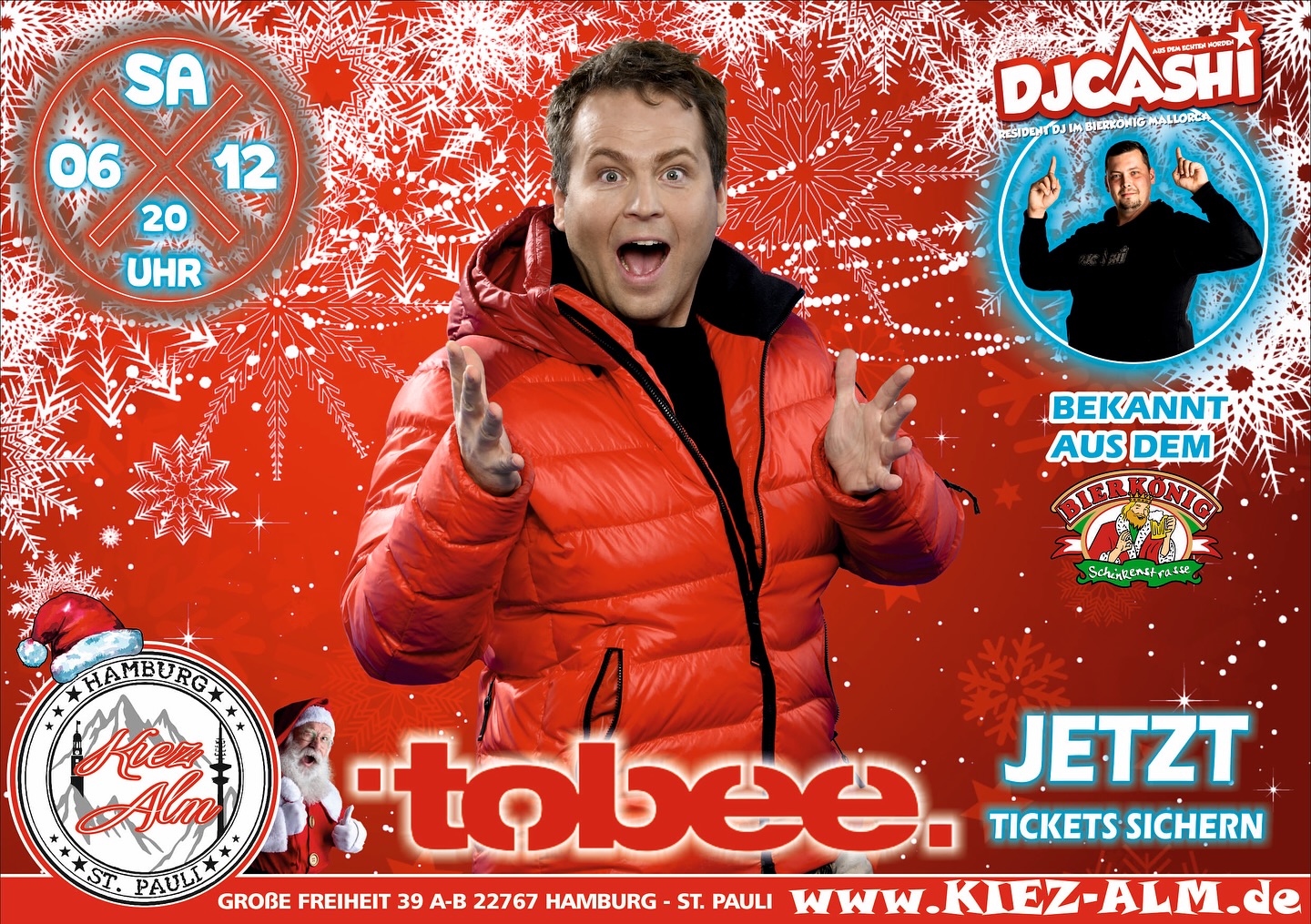 HEUTE🎅 AM SAMSTAG DEN 06.12 LIVE 🎙️IN DER KIEZ ALM HAMBURG @tobee_official 🤩 MIT UNSEREN 2 ADVENT ABRISS 🍺🎄SICHERT EUCH JETZT DAS GOLDENE TICKET AUF UNSERER WEBSEITE www.KIEZ-ALM.de UM GARANTIERTEN EINLASS ZU HABEN 🎫
@dj_cashi_offiziell extra angereist aus dem @bierkoenigmallorca wird alles geben um Euch zu Unterhalten und gemeinsam die Alm zum WACKELN bringen !
Wir freuen uns auf Dich!
WIR SIND PARTY ❗️
KOMM IN DEINEN #lieblingsclub
#kiezalmhamburg #kiezalm #großefreiheit #reeperbahnhamburg #kiez #hamburg #wirsindparty #hamburgerkiez #saufisaufi #wirsindmalle #wirsindparty #malle #mallorcaparty #mallorcapartysdeutschland #abfahrt #hamburgmeineperle #partybiszumabwinken #sangria #mallefieber #party #partyhard #abriss #saufisaufi #moinmoin #bierkönig #partyhamburg