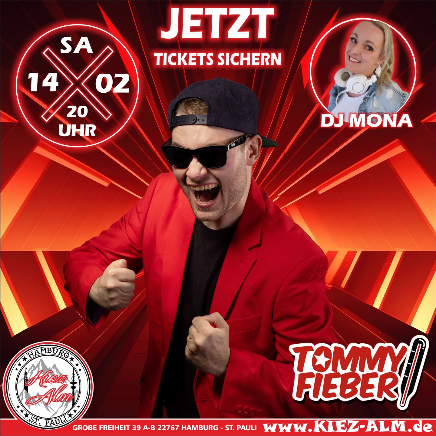 🌹 @tommy_fieber AM SAMSTAG DEN 14.02 LIVE 🎙️IN DER KIEZ ALM HAMBURG 🤩 SICHERT EUCH JETZT DAS GOLDENE TICKET AUF UNSERER WEBSEITE www.KIEZ-ALM.de UM GARANTIERTEN EINLASS ZU HABEN 🎫
@mona_milaj wird alles geben um Euch zu Unterhalten und gemeinsam die Alm zum WACKELN bringen ! 
Wir freuen uns auf Dich! 
WIR SIND PARTY ❗️
KOMM IN DEINEN #lieblingsclub
#kiezalmhamburg #kiezalm #großefreiheit #reeperbahnhamburg kiez hamburg wirsindparty hamburgerkiez saufisaufi wirsindmalle wirsindparty malle mallorcaparty mallorcapartysdeutschland abfahrt hamburgmeineperle partybiszumabwinken sangria mallefieber party partyhard abriss saufisaufi moinmoin bierkönig partyhamburg